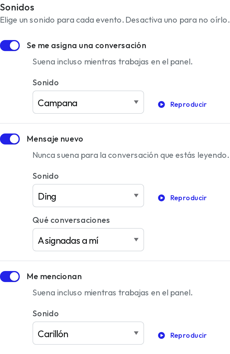 Eventos: asignación, mensaje nuevo y mención
