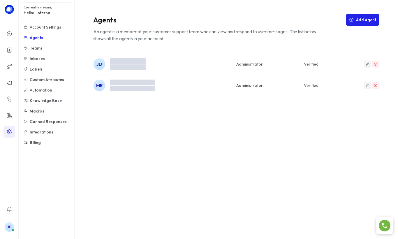Lista de agentes